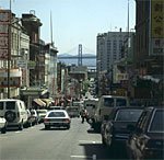 Blick von Chinatown zur Oakbay Bridge